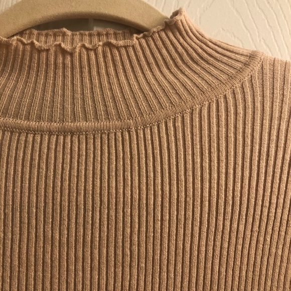 COPY - Flounce Sleeve Ribbed Knit Sweater Dress - Picture 4 of 4